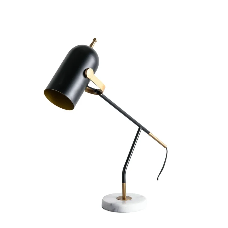 Home decor designers table lamps marble base study room desk lamp hotel bedside black gold luxury modern minimalist table lamp