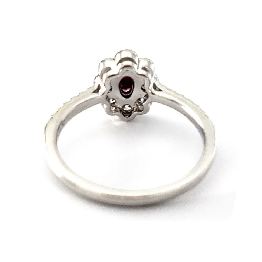 Great Offer 18K White Gold 100% Natural Diamond Fine Jewelry Colour Stone Flower Ruby Jewelry Cluster Ring For Lady Gift