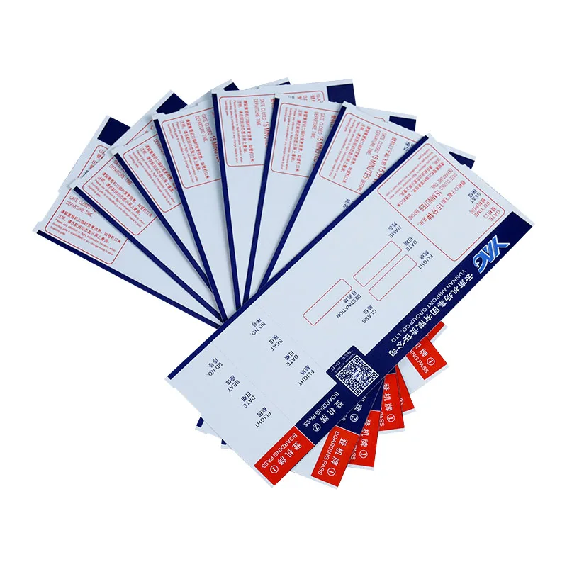 Custom thermal airplane airline entrance ticket boarding pass