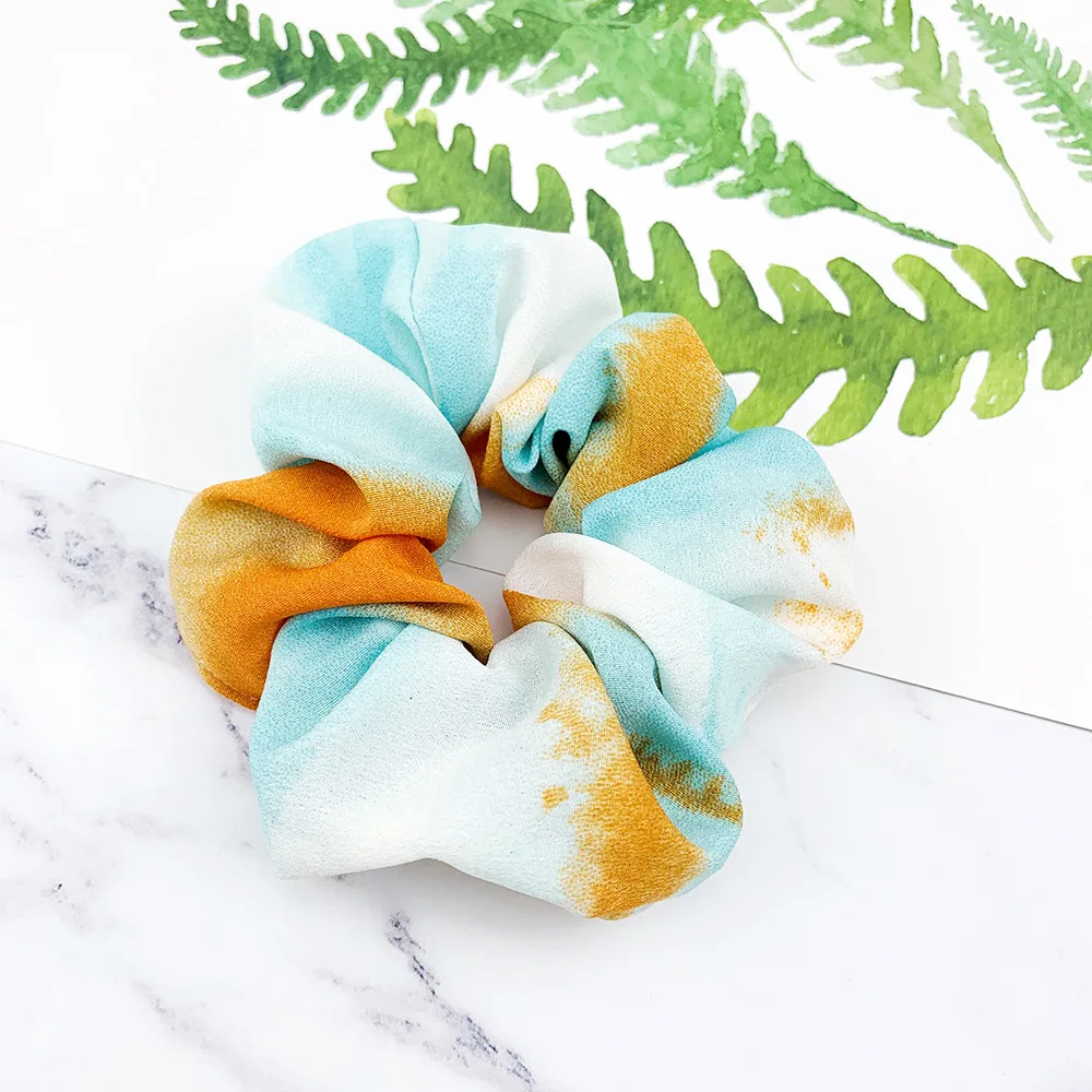  Veijer hot sale wholesale custom tie dye rainbow fashion elastic scrunchies for