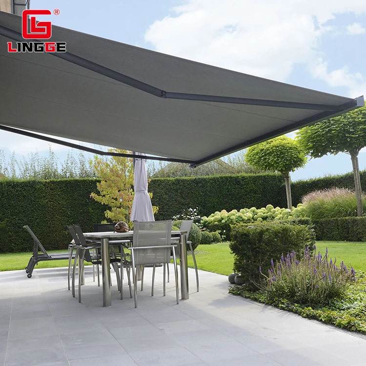 Full Cassette Retractable Automatic Cover Roof Awning With Remote Control LED Light