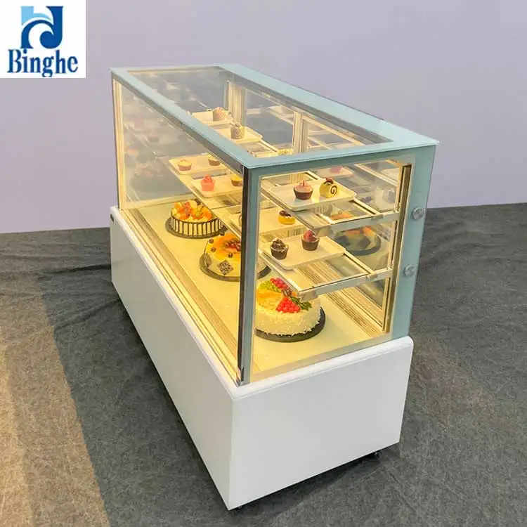 Supermarket bakery coffee shop glass display equipment for refrigerated fruits and vegetables