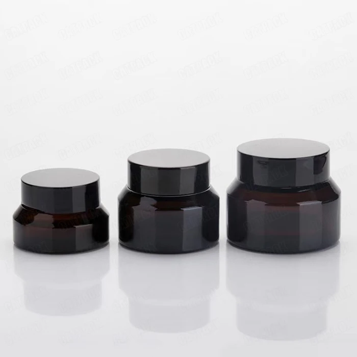 15g 30g 50g Slant Glass Jar Inclined Slope Shoulder Cream Container Cosmetics Empty Matte Frosted Amber Black Glass Cream Jar