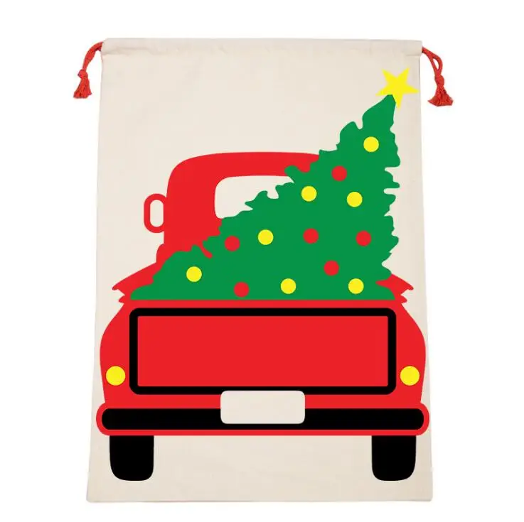 Рождественская елка и красный грузовик, хлопковые парусиновые подарочные пакеты, большие сумки для покупок на шнурке, мешки для Санты