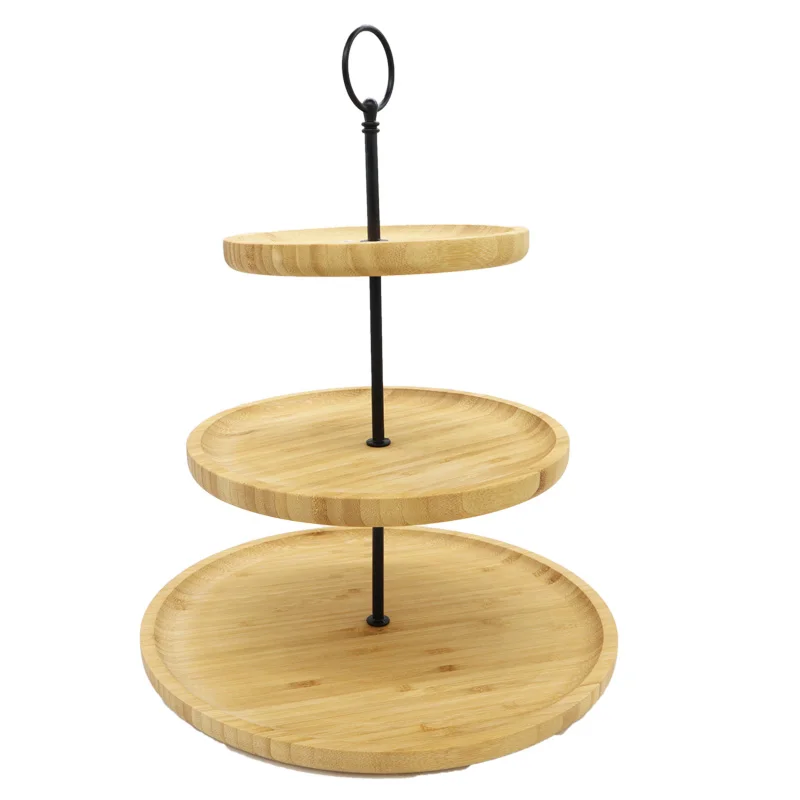 3 Tier Bamboo Cake Stand Serving Tray Tea Party Pastry Serving Stand for Weddings and Birthdays