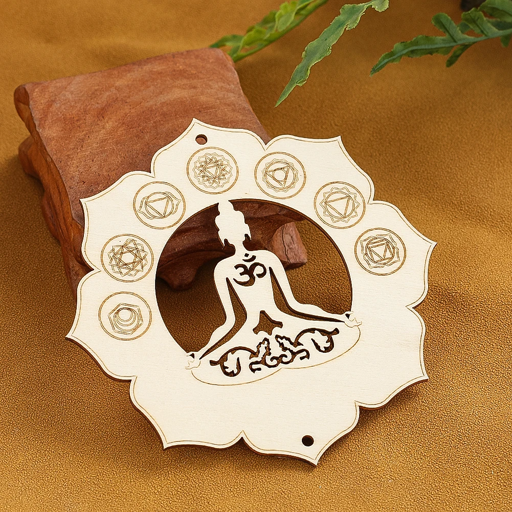 Wholesale Wooden lotus Charm Meditation YOGA Chakra decoration board Cup Tray desktop hanging wall spiritual healing