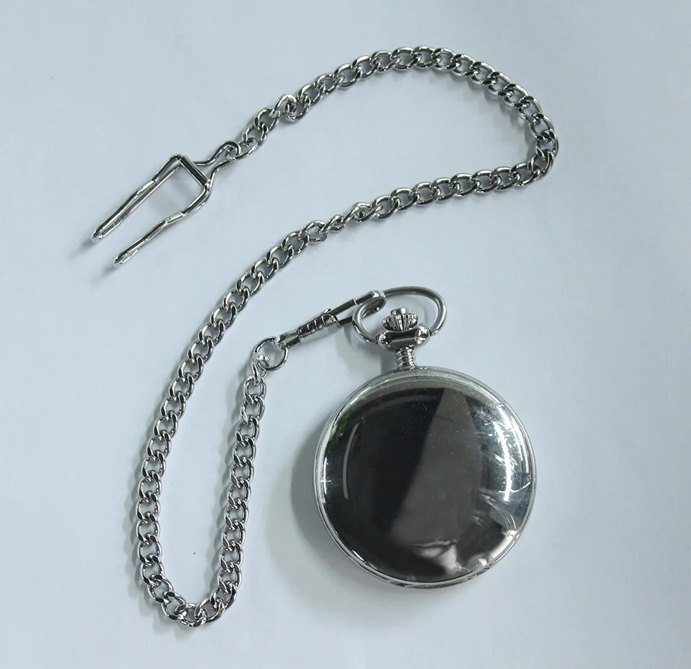 Smooth Shiny Metal case Can Be Laser Own logo on Pocket Cover Whole White Dial Polished Old Pocket Watch