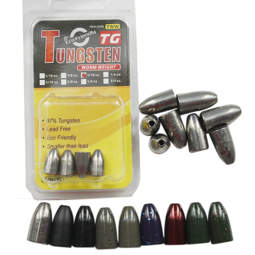 Distributor Wholesale Bullet Tungsten  Worm Fishing  Sinker Weights Wholesale Distribute Of China