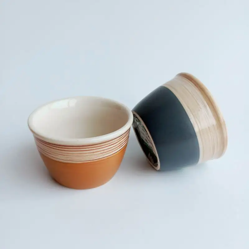 
Hand made small ceramic stoneware pudding tea water milk cup mug without handle 