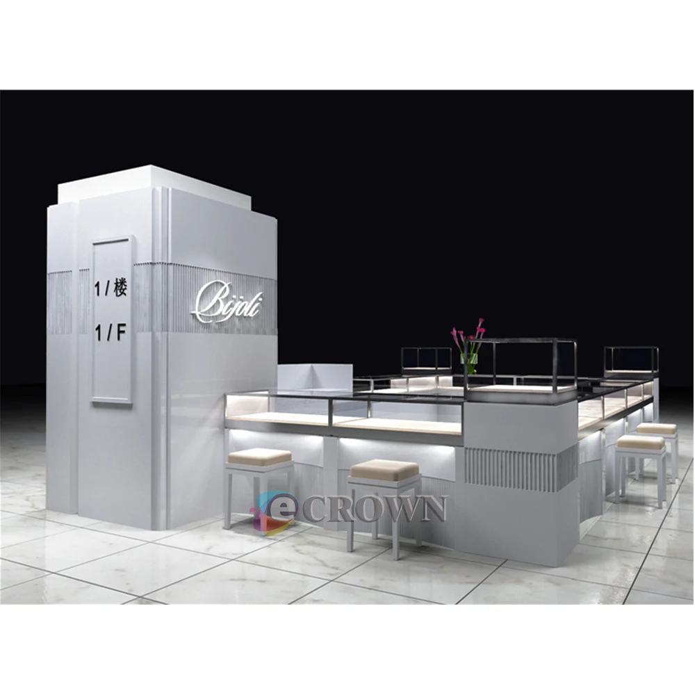 Retail store world pom pom counter jewels showcase kiosk luxury jewelry display