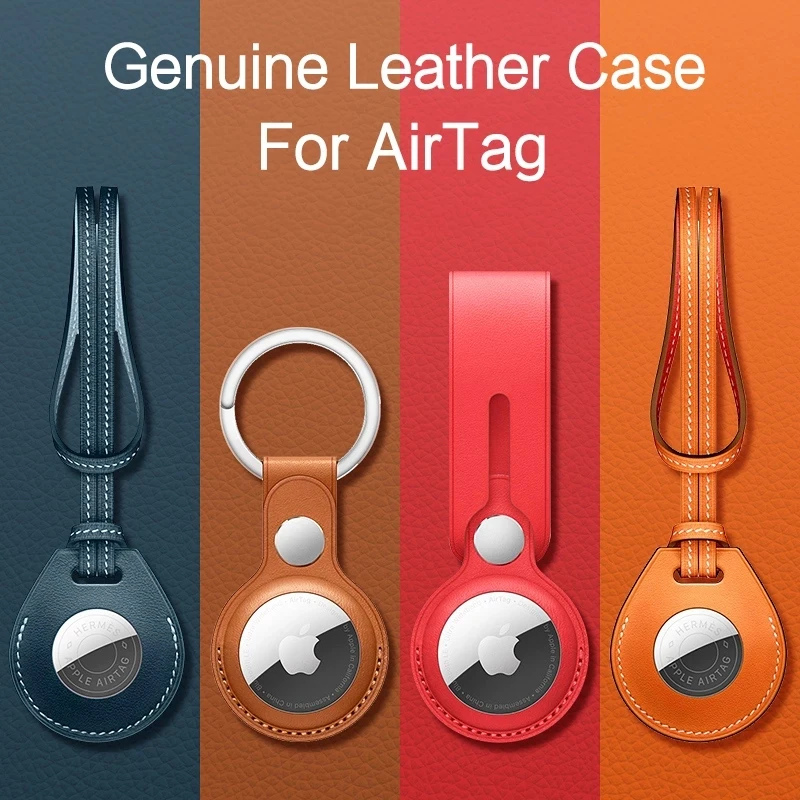 Case Cowhide For AirTags Protective Genuine Leather Case Sleeve Anti-scratch Anti-lost Cover Shell For Air Tags Locator Tracker
