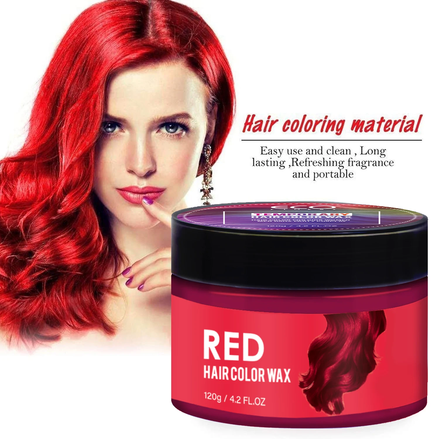 Hair Dye Washable Natural Instant Hair Color Cream Red Wax for DIY Hairstyle for Kids Men Women Halloween Party -739269