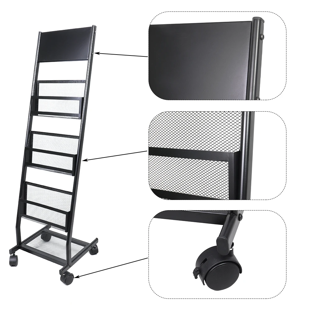 Brochure Display Stand Floor Standing Magazine Display Rack Holder Newspaper Stand with 3 Shelves