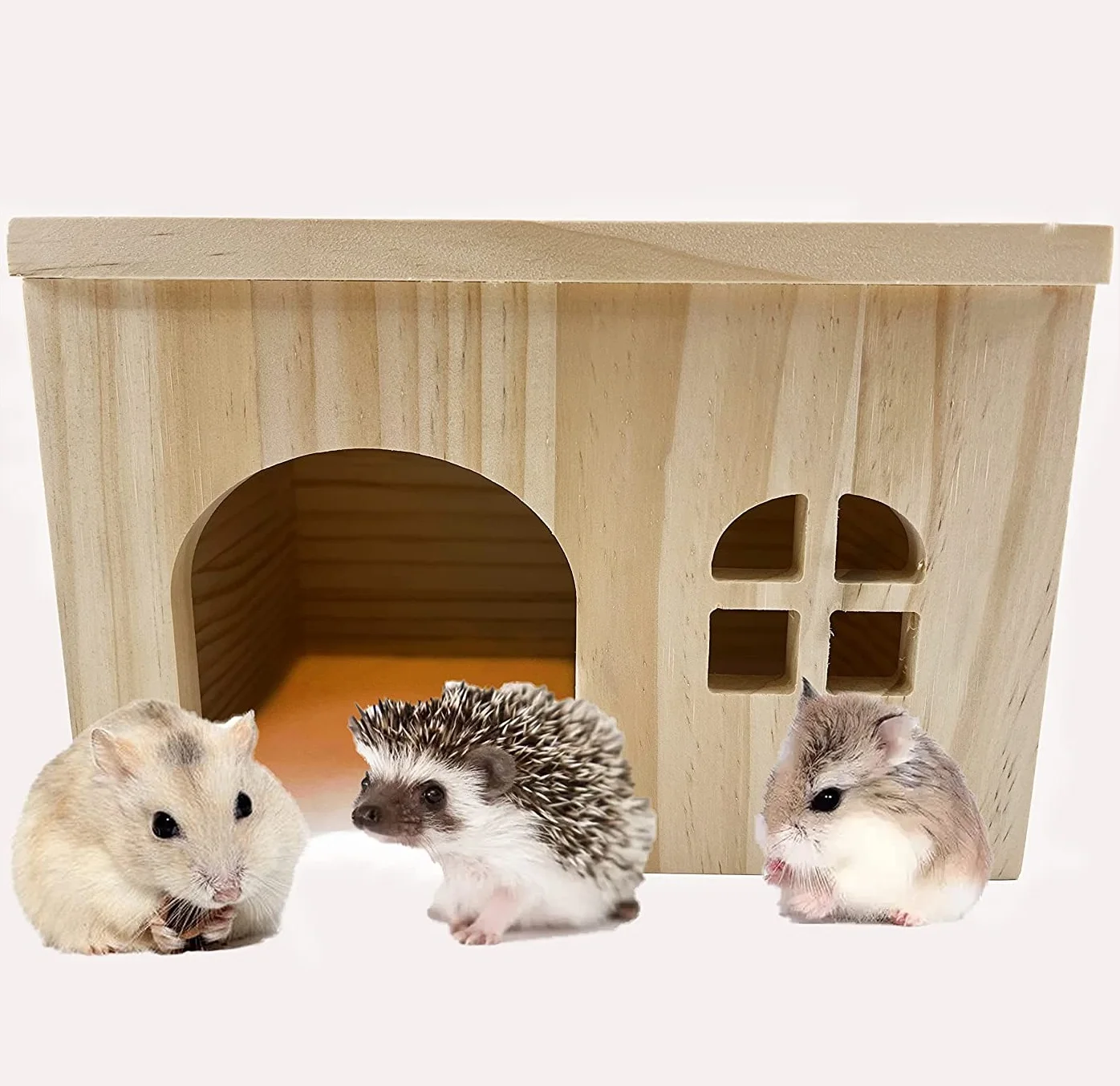 Natural Wood House Pet Guinea Pig Hamster Hedgehog or Rat Chipmunk Syrian Hamster Small Animals Wooden Hideout Habitats