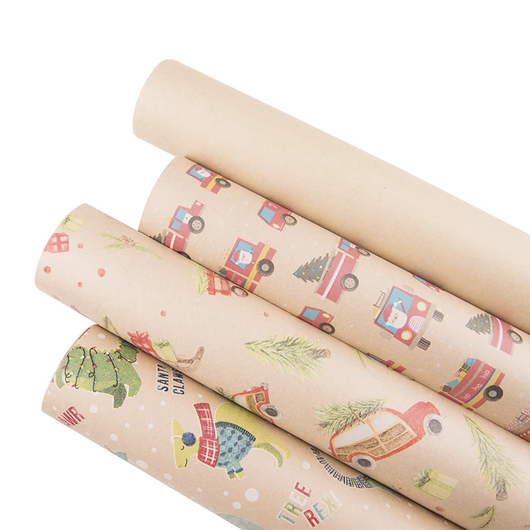 
Christmas Gift Wrapping Papers Christmas Tree Wreath Elk Pattern Kraft Papers New Year Christmas Home Decor 