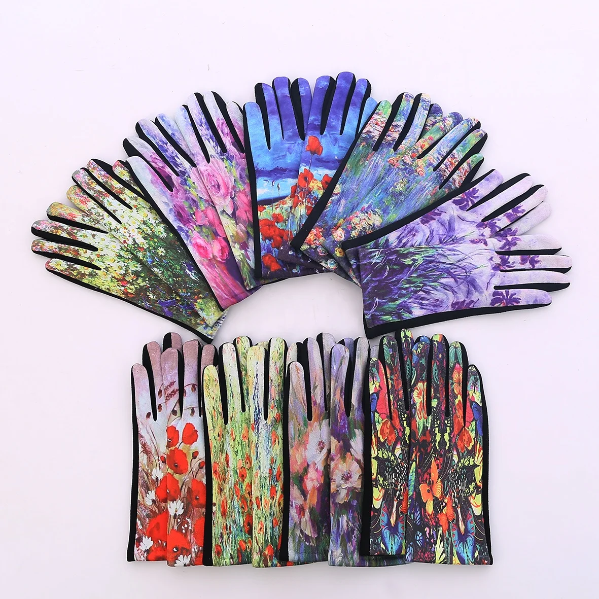 Customize Word Famous Painting Print Gloves Women Fashion Winter Gloves