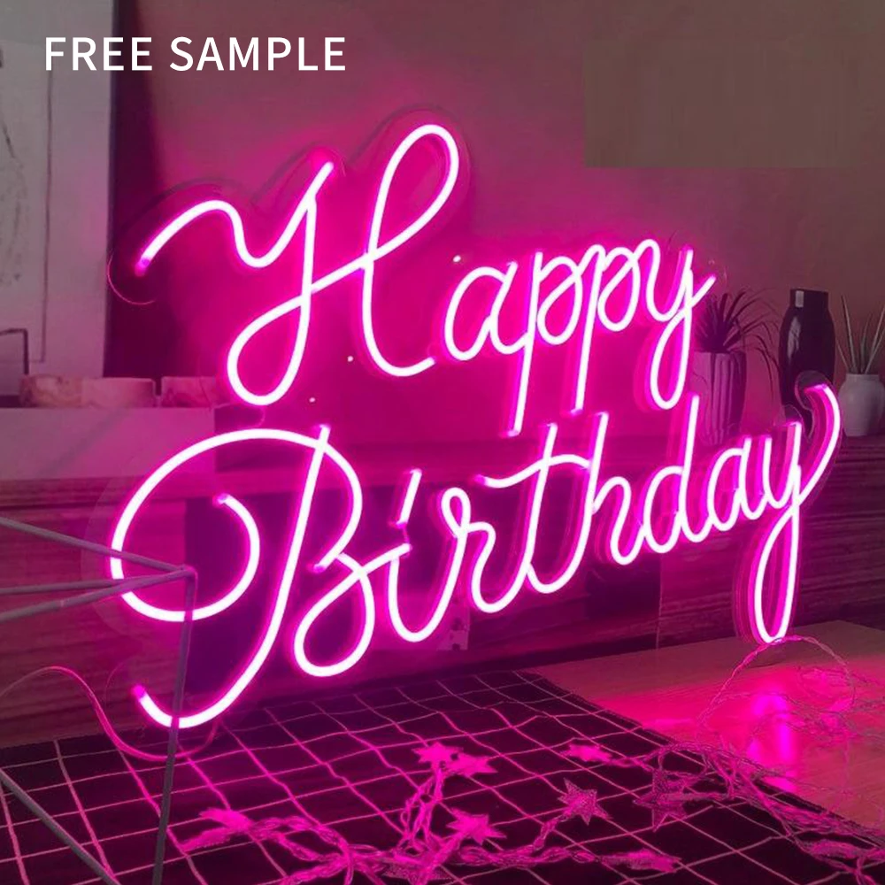 Free Sample Acrylic custom led Neon light letters wedding party decoration flexible happy birthday LED neon signs