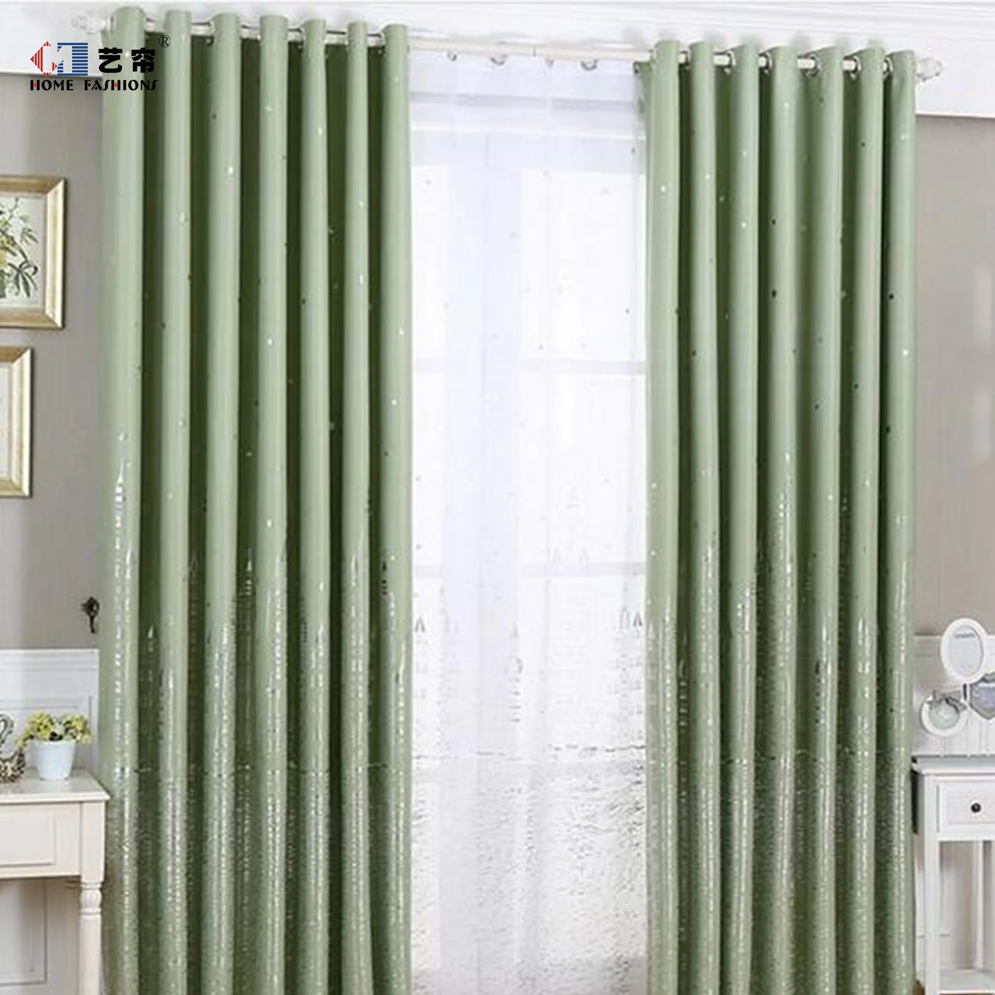 Hot Sale Children Room Cheap High Quality Jacquard Solid Color Blackout Window Shutters Drapes The Living Room Curtains