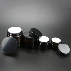 Manufacture 20ml 30ml 50ml 100ml High quality Amber color glass jar for cosmetic cream with Hand gasket and screw cap