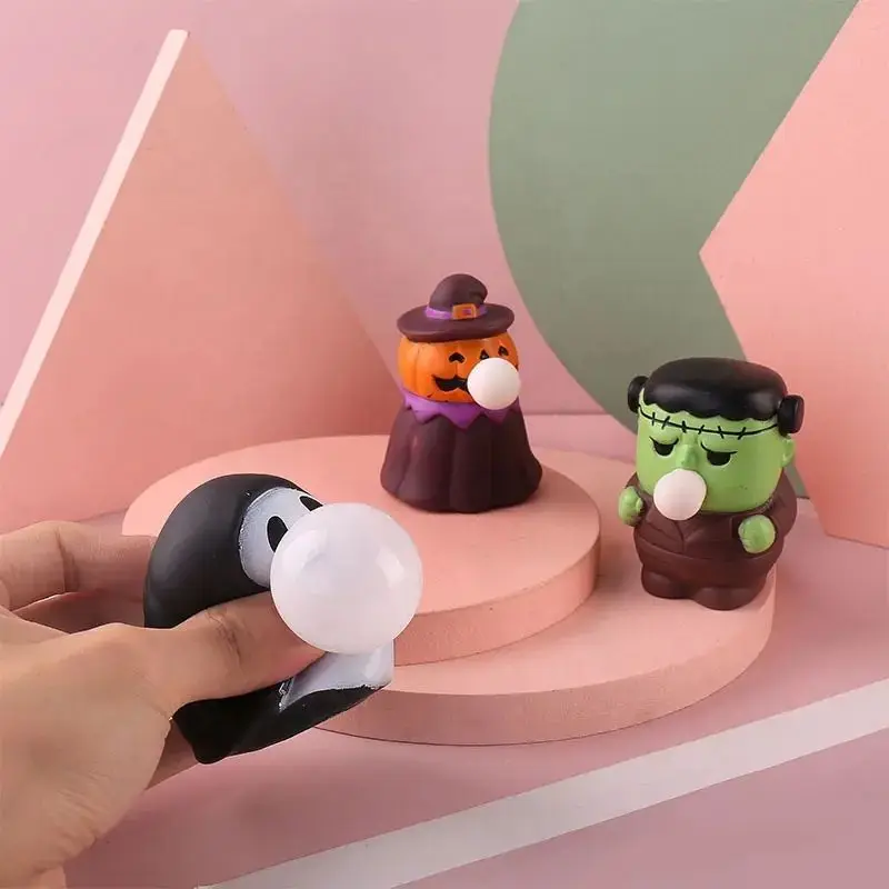 Huiye Halloween Anti Stress Relief Toys Blow Bubbles Animals Toys Lovely Halloween Vent Ball Sensory Fidget Toys For Kids Gifts