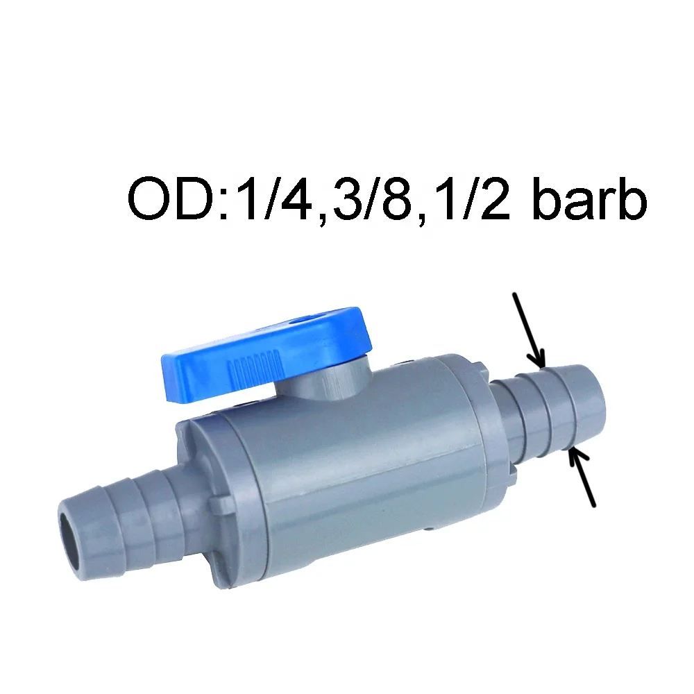 Beverage Beer Dispenser Straight 1/4 Hose Barb Plastic Shut-Off Ball Valve PVC Inline Two Ways Quick Connect