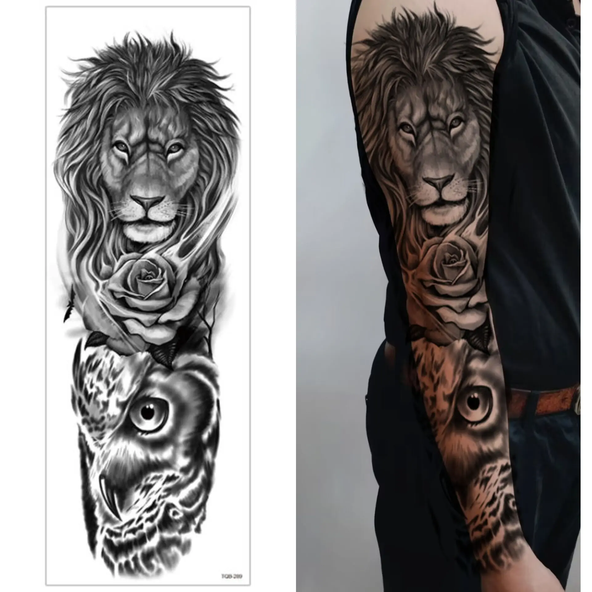 Factory Henna Tattoo Stickers Water Proof Full Arm Tattoo Sticker Eco-Friendly Big Size Temporary Tattoo Halloween