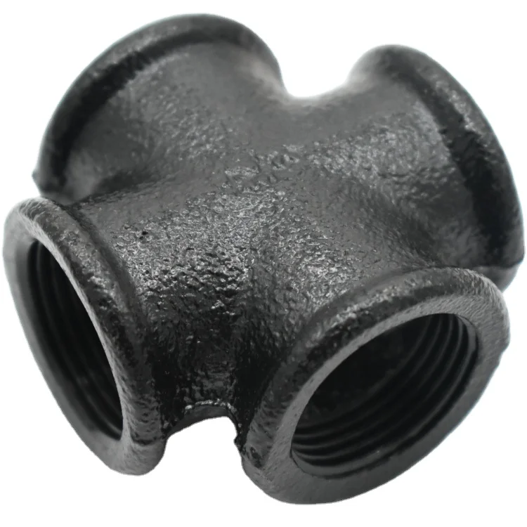 2 Inch Black Malleable Iron Pipe Threaded Cross Fittings for Plumbing