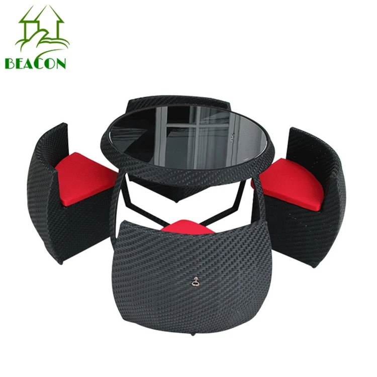 Space saver small space patio set furniture white wicker round outdoor furniture