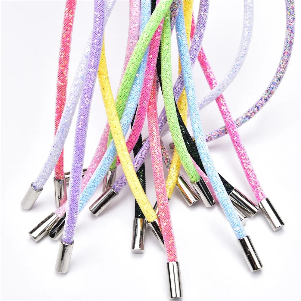 Popular Dense Diamond Tube Chain Fashion Round Rhinestone Shoelaces Diy Trouser Hoodie Glass Rope Drawstring Trims Clothing Belt