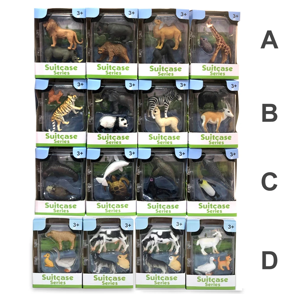 2024 New Arrival PVC Toy Animal Mini Suitcase Store Box Set Promotional Kid Christmas Gift Toys Small zoo animal toy