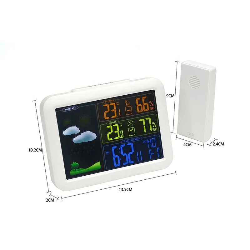 KH-CL157 Barometer Alarm Clock Home Forecast Color Digital Automatic Wireless Weather Station with Outdoor Sensor