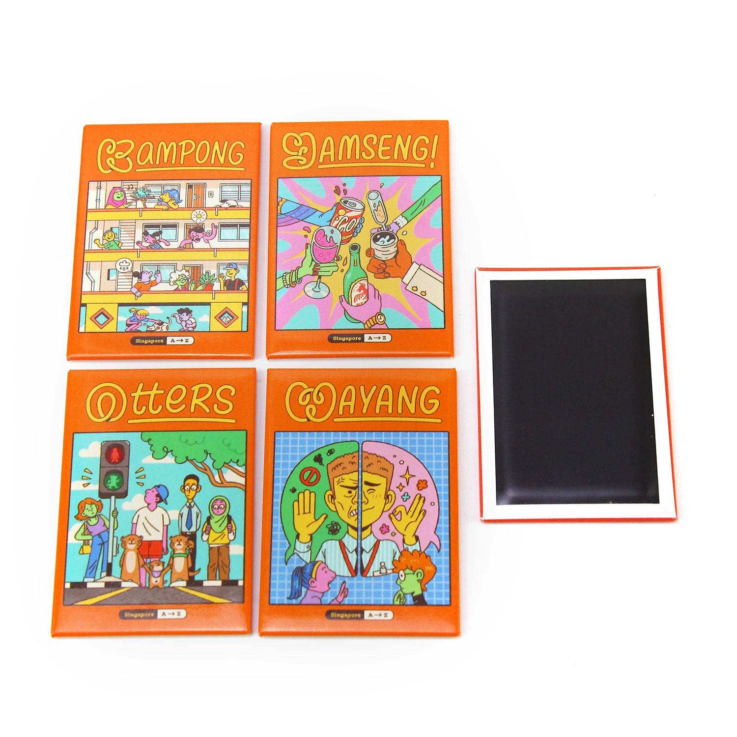 Refrigerator Souvenir Customised Branded Tin Magnet 80X53Mm Rectangle Singapore Fridge Magnets