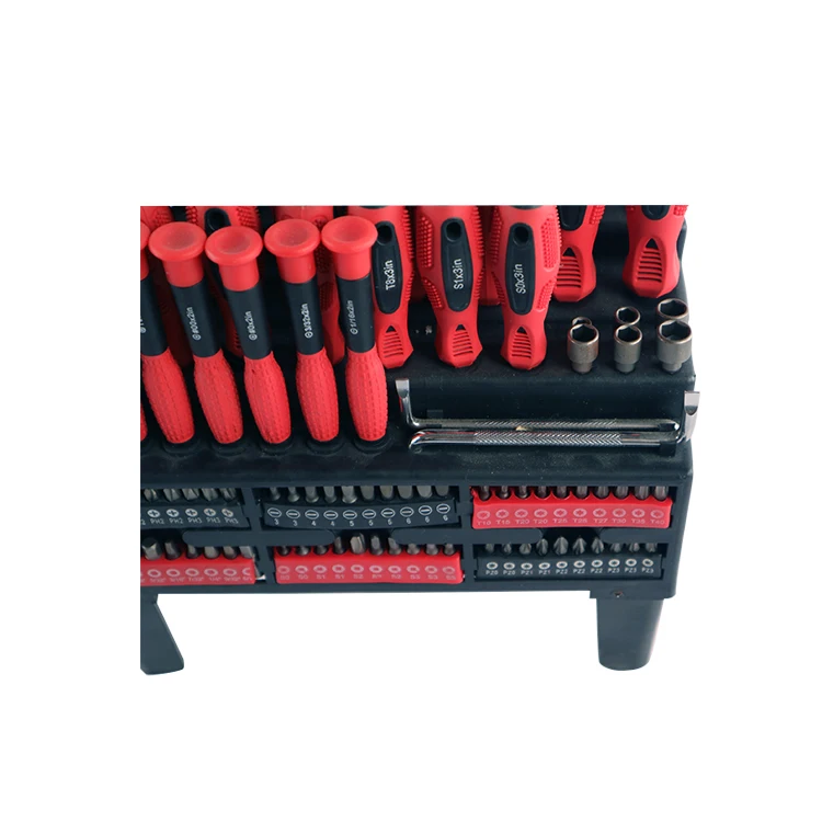 Shuangjian 22 year custom manufacturer 100 PC Manufacture Price OEM Durable Bulk stocks Screwdriver And Bit Set with Rack