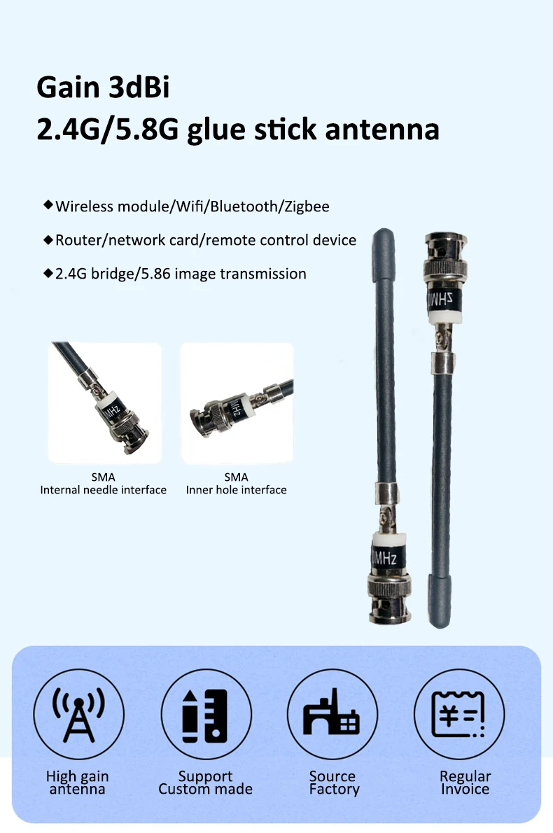 2.4g 5.8g Dual Band Wireless Wifi Antenna Black Bend Whip Rubber Antenna