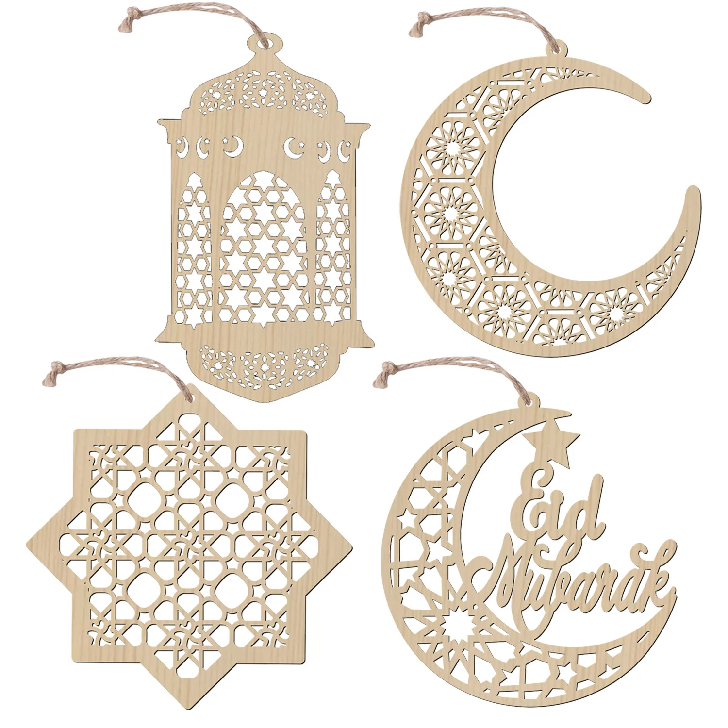 Customized Ramadan decor laser cut Ramadan sign wooden Mubarak plaque & sign Islamic lantern moon star