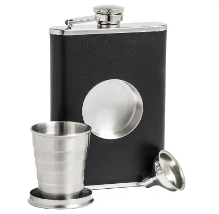 8oz Stainless Steel  matte black Hip Whiskey alcohol  Flask custom dad fathers day shot flasks