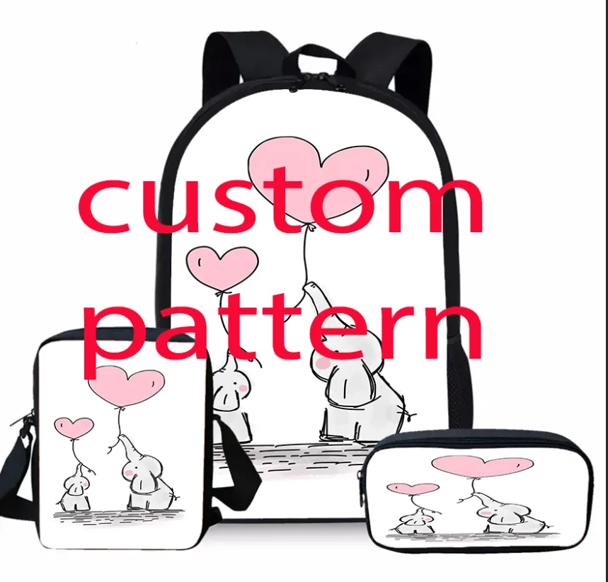 Custom 3D  Backpag Children School Bags Girls Kids Unicorn School Bag For Teenage Girls Horses Women Lunch Pencil bag