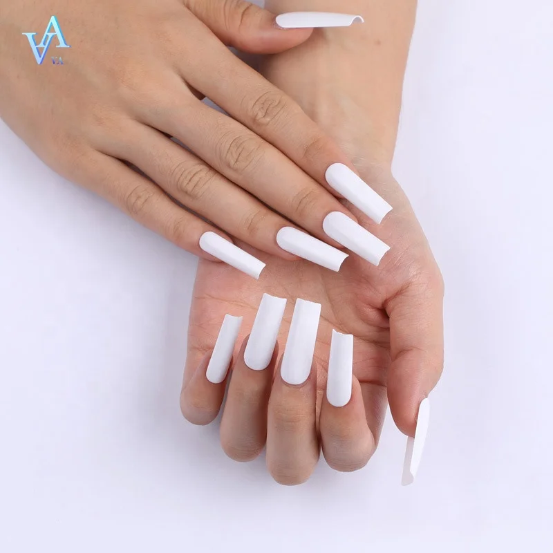 VA supplier SM30-616 Series Small Bag With Extra Rectangle White Handmade Press On Nails Set Artificial Fingernails