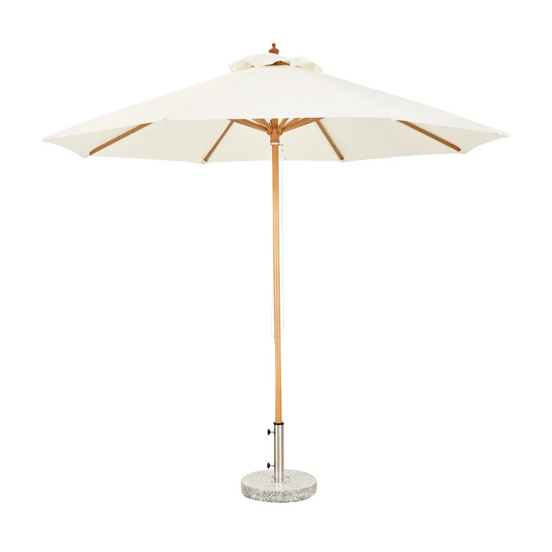 2.7m Outdoor umbrella for Garden Courtyard Villa Restaurant Hotel, Wooden patio Beach parasol with base