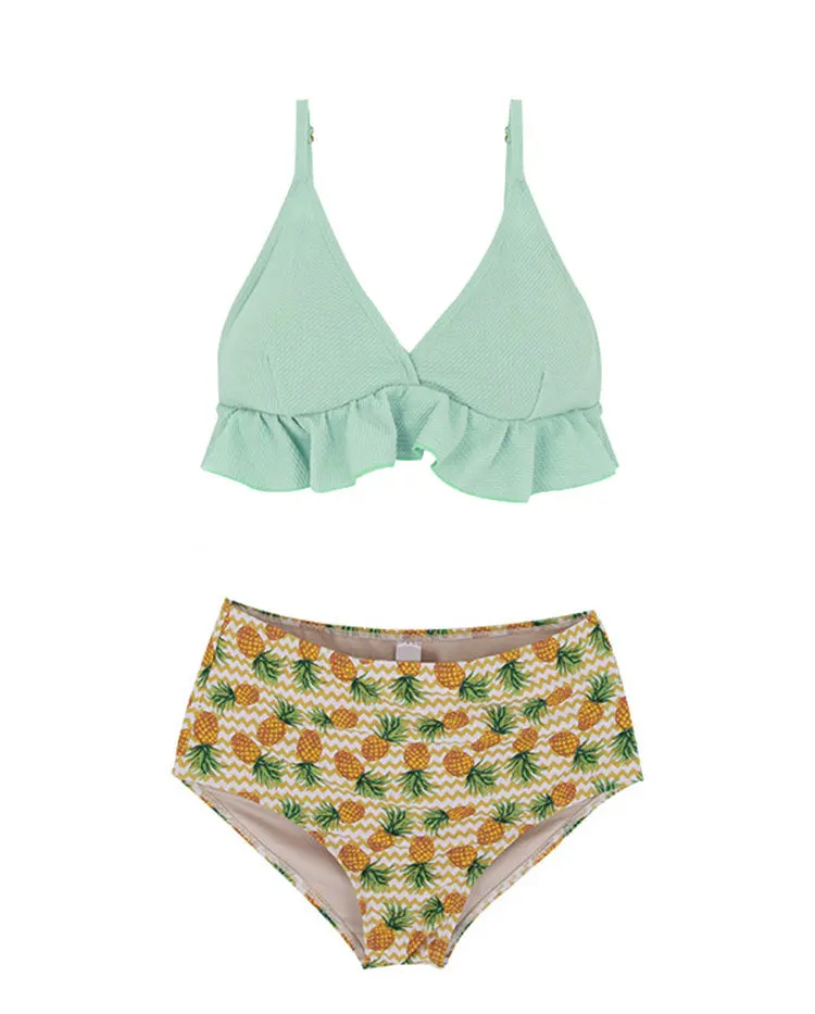 Floral print fringe beautiful swimsuits transparent quality sling free shipping suppliers high waist swim wear bikini