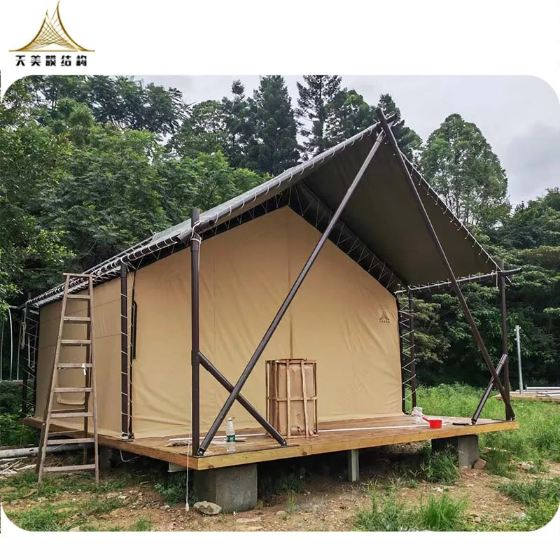 Outdoor hotel tents tourist project luxury safari tent glamping waterproof log cabin