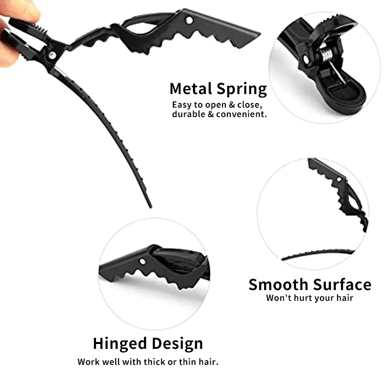 Hot-selling Factory Price Plastic Gator Clip Salon Hair Styling Tools Crocodile Hair Clips Professional Alligator Clips For Hair