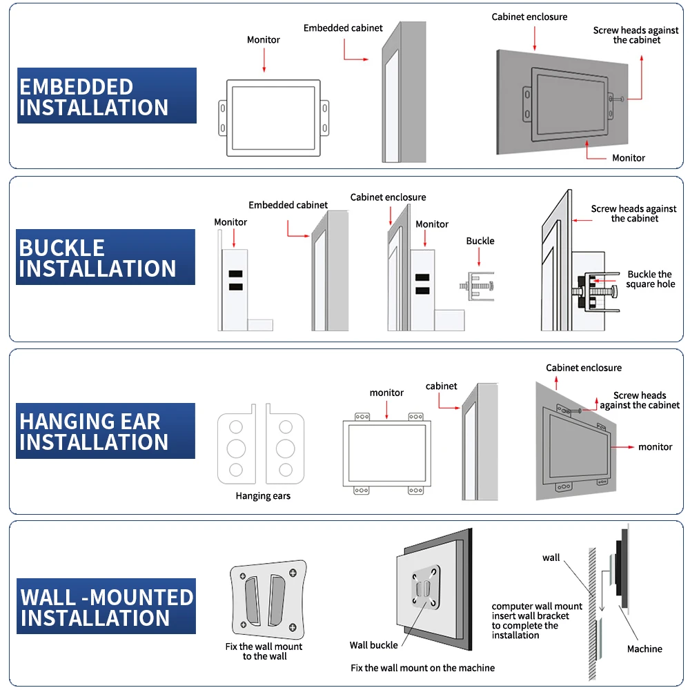 custom 7 9 12 1315.6 11 13 18.5 19 21 21.5 23 inch monitor open frame touch monitor mini pc industrial