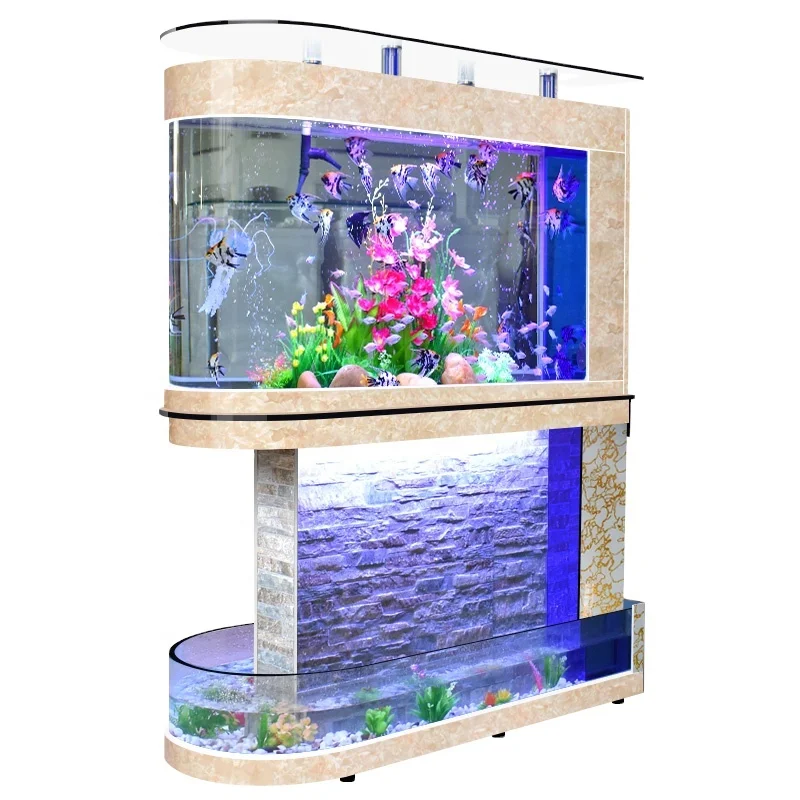 Water Curtain Wall Bullet Fish Tank Artificial Clear Custom Aquarium Fish Tanks