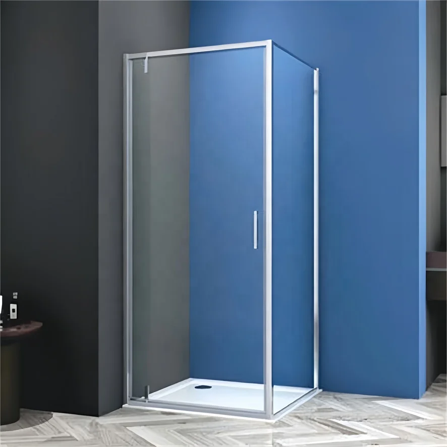 Oumeiga modern shower enclosures 80x80 shower in corner of bathroom with pivot door