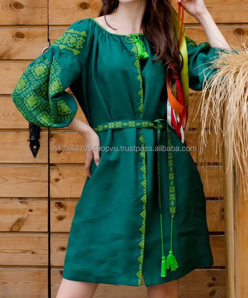 2020 New Arrivals Casual Embroidered Women Tunic Christmas Gift for Her Ladies Evening Party Long Sleeve Ukrainian Short Dress