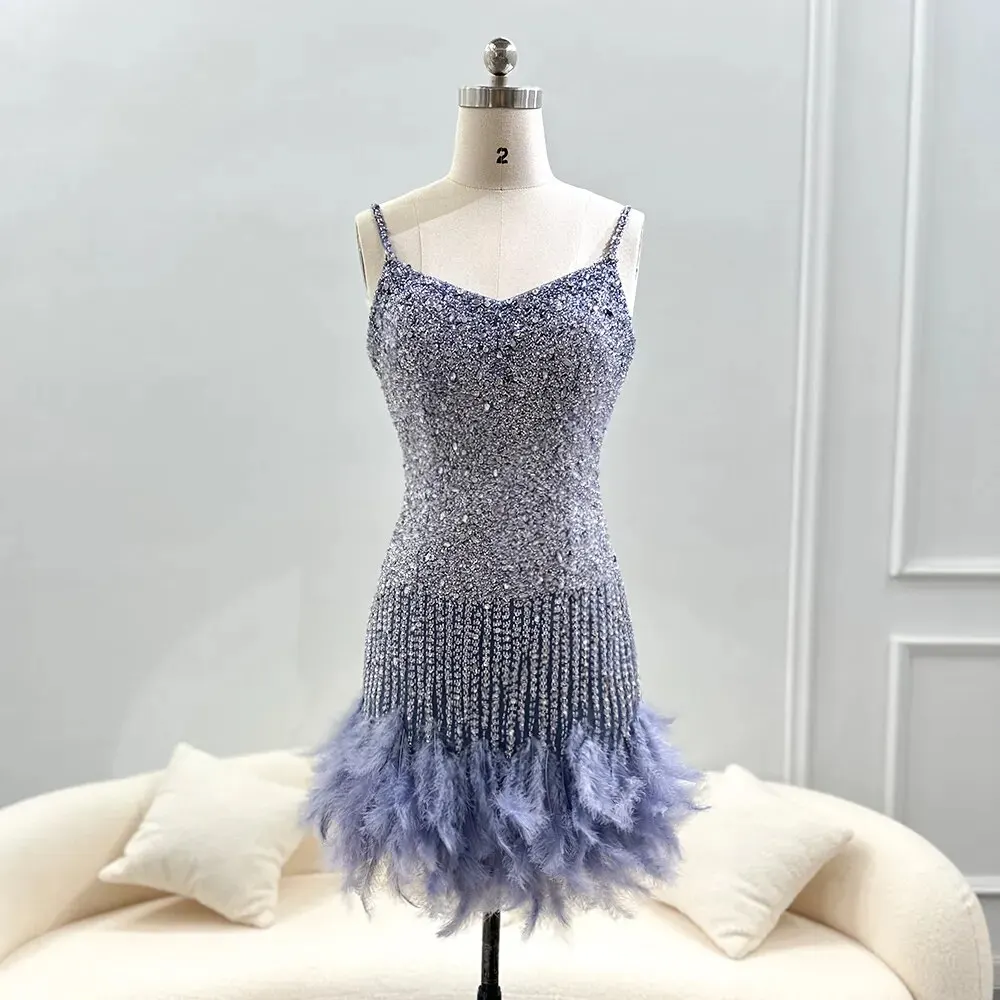 ASA-SS173 Sexy Night Club Wear Short Women Party Evening Dresses Sequin and Feathers Party Dresses