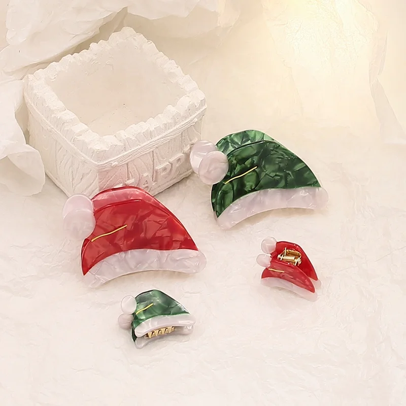 New arrivals mini Cute Christmas Hat Clip hair claw large hair accessories durable hair claw clips for Girl