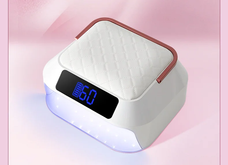 2024 New Design X60 218W 2-in-1 Nail Lamp Dryer Portable Rechargeable Wireless Gel UV Nail Lamp with Hand Pillow