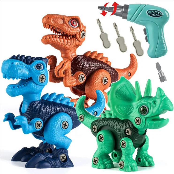 Kids Boys Dinosaur Toys Take Apart Dinosaur Toys Electric Drill STEM Construction Building Kids Toys